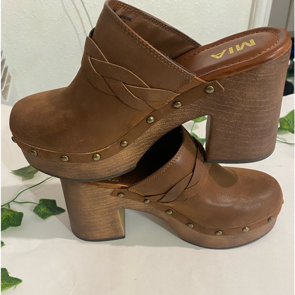 Mia clogs Shoes brown Size 7.5 - Picture 1 of 13